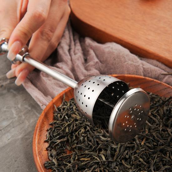 Фильтр для заваривания чая из нержавеющей стали, многоразовый, легко использовать для листового чая с длинной ручкой