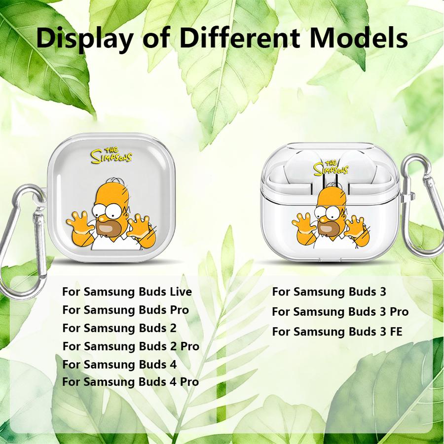 Case For Samsung Galaxy Buds 3 FE 3Pro Live 2 4 Pro 2Pro 4Pro Clear Earphone Cases Cover With Hook The Simpsons Funny