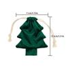 Polyester Christmas Tree Drawstring Gift Bag with Pom Poms Bell Decor Reusable for Xmas Gift Wrapping Supplies