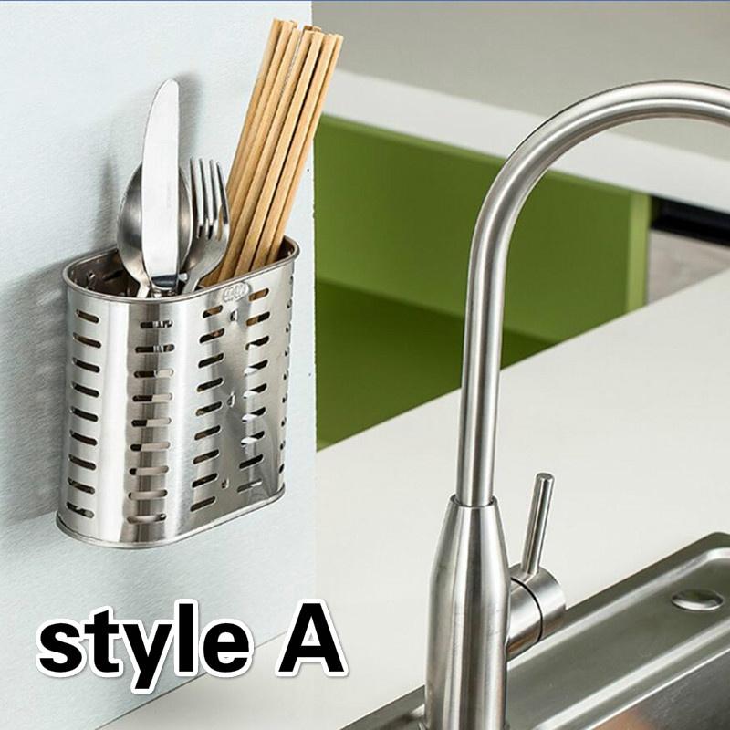 304 нержавеющая сталь палочки для еды трубка дренажная стойка настенная двойная клетка для палочек для еды кухня C