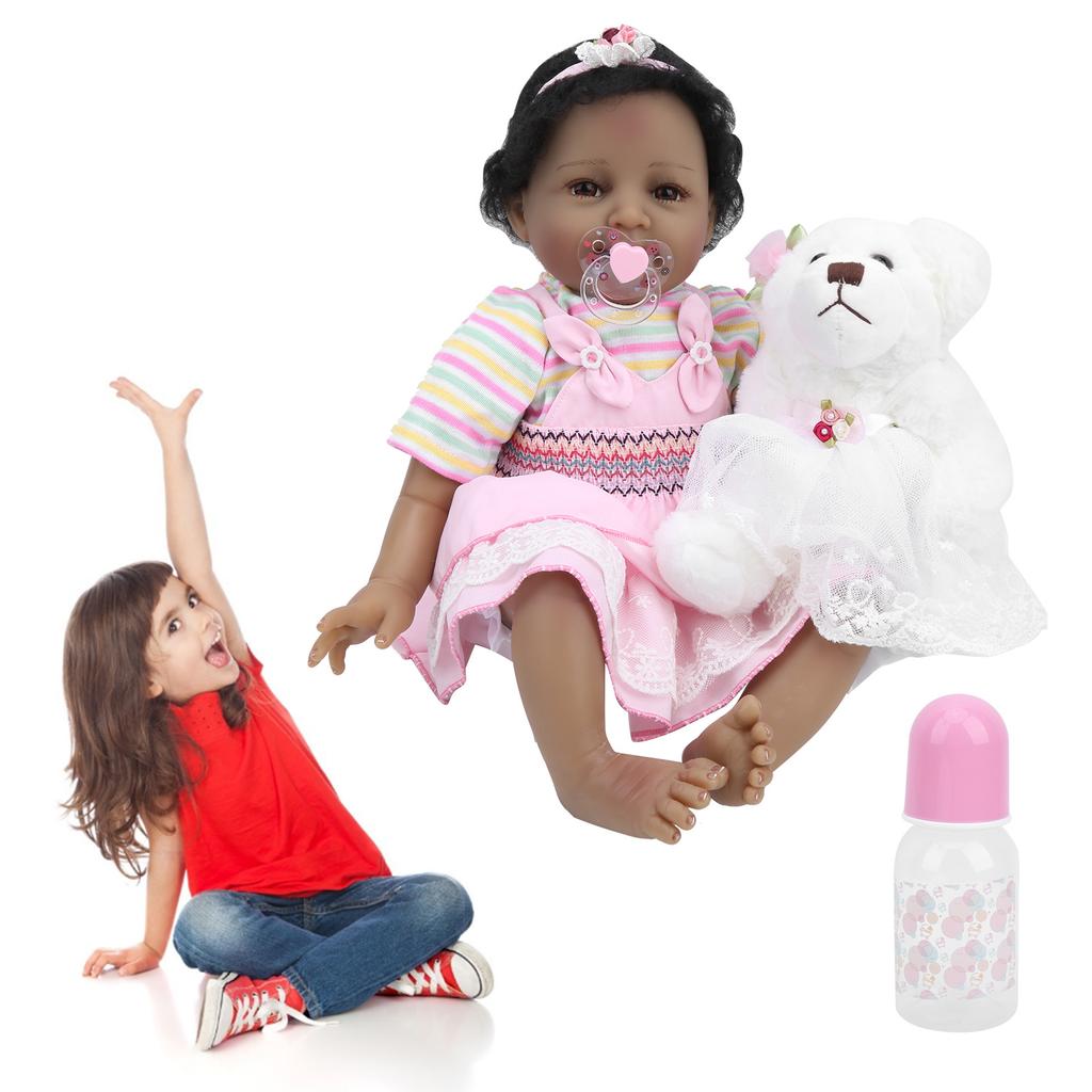55 см кукла-реборн мягкая улыбающаяся кукла-девочка игрушка детская игрушка в подарок с соской детская бутылочка