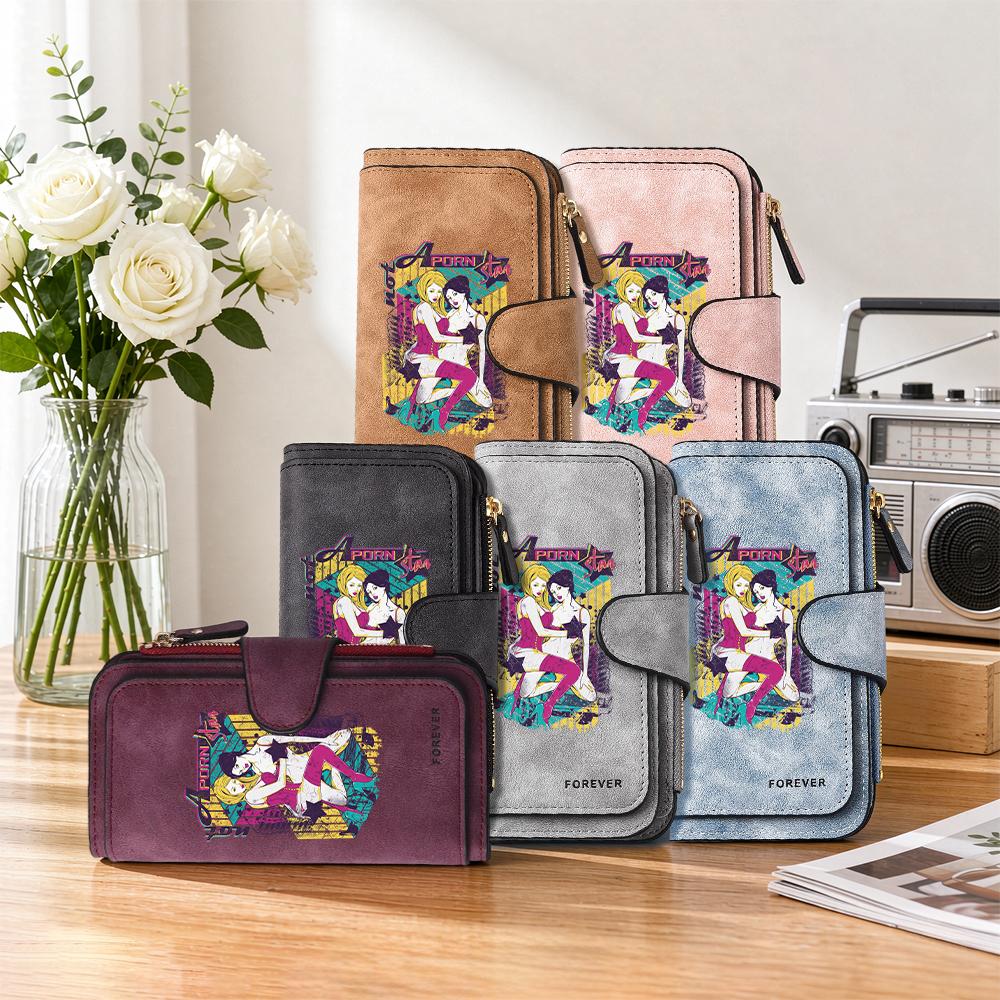 Retro Pattern Ladies Wallet Multi Card Pocket Large Capacity Bifold Purse