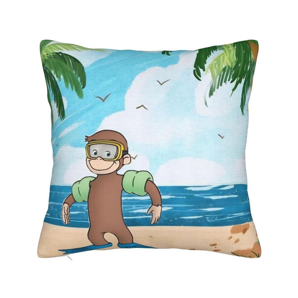 Decorative Pillow Covers Curious George African Monkey Stuff Car Pillow Case Cover Zipper MultiSize