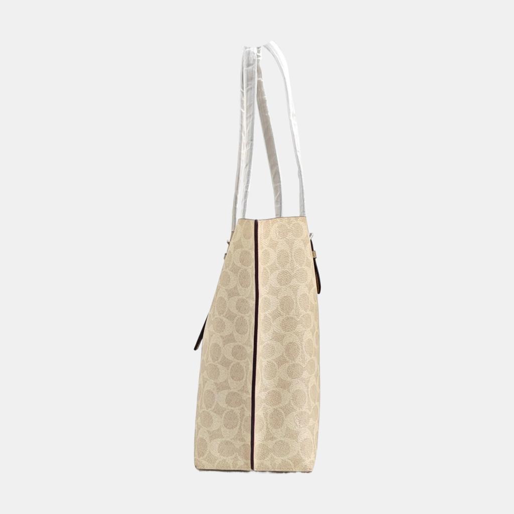 [Pre-Owned] Mollie Logo Zip Closure Synthetic Leather Tote Shoulder Bag - Excellent #IDP61X