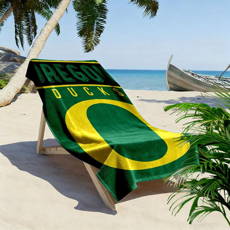 Oregon Ducks Print Beach Towel, Large Soft Quick Dry Towel for Beach Camping Swimming