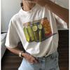Летняя европейская и американская новая мода, футболка женская хлопковая, повседневная, свободного кроя, с круглым вырезом, универсальная, с принтом фруктов, для повседневной носки