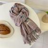 Autumn and winter new Qiandongge plaid scarf women's high-end imitation cashmere retro versatile fringed warm shawl scarf