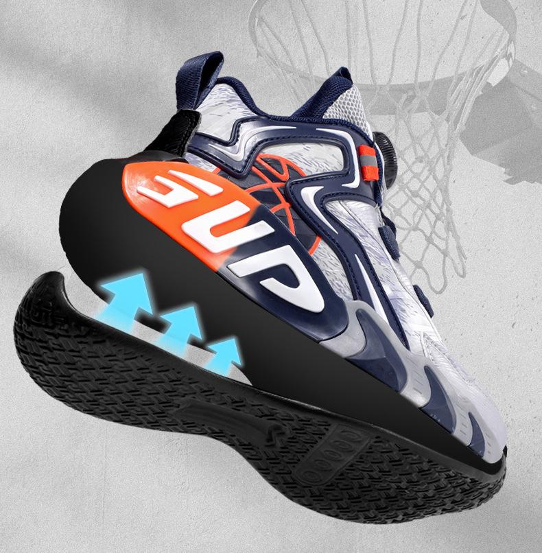 Водонепроницаемые кожаные баскетбольные кроссовки для мальчиков с нескользящей подошвой и вращающейся кнопкой для осени и зимы