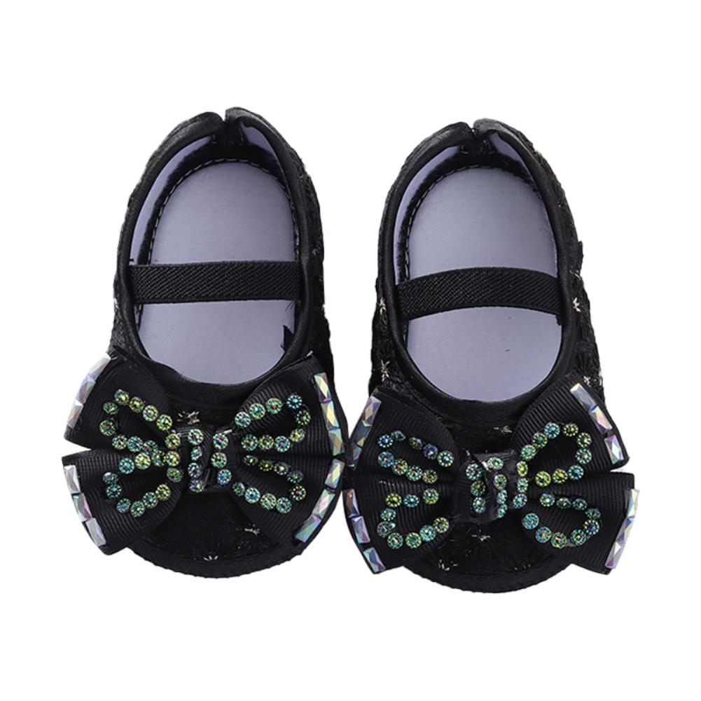 Туфли на плоской подошве для маленьких девочек, нескользящая мягкая подошва, симпатичные туфли с бантом, свадебные туфли для новорожденных принцесс, первые походки для малышей 0-12 месяцев