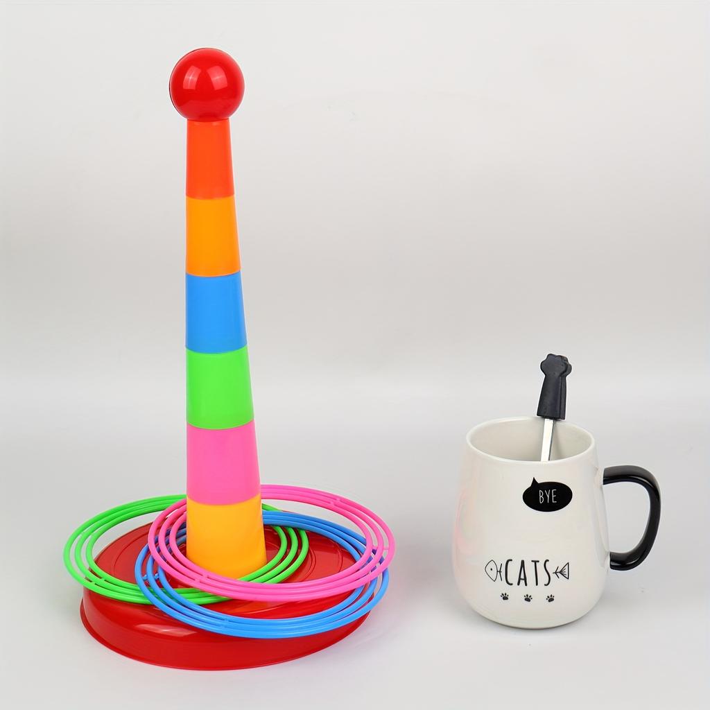 1Set Kids Ring Toss Game Tower-Durable Plastic Material, Parent-Child Interactive Toy,Educational Puzzle, Fun Competition for Kindergarten Children