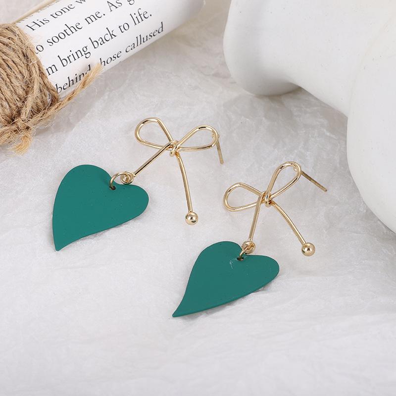 Heart Women Dangle Earrings Gold Knot Top Hanging Earrings Korean Trendy Ear Jewelry aretes de modernos