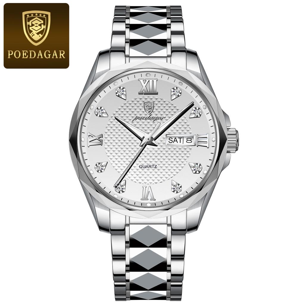 Лучший бренд роскошные мужские наручные часы водонепроницаемые светящиеся мужские часы с датой и неделей из нержавеющей стали кварцевые мужские часы мужские