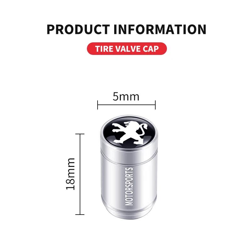 4 шт. Новые алюминиевые колпачки на ниппель шины автомобиля, защитные колпачки на вентиль шины, пылезащитные для Peugeot 206 208 306 307 308 407 408 508 2008 3008