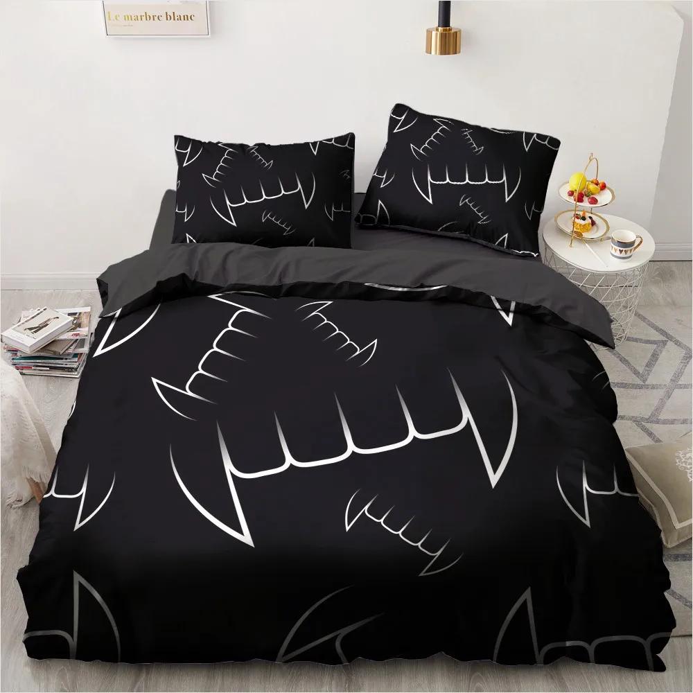 Black and White Grimace Duvet Cover Black Cartoon Dryad Ghost for Children Boys Gifts Bedroom Decoration Polyester Quilt Cover