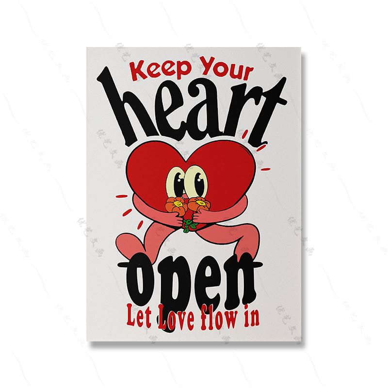 Cartoon Positive Quote Print Retro Art Poster Print Funny Character Abstract Emotions Canvas Painting Living Room Home Decor