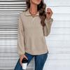 Women's Fashion Casual Fall Winter Solid Color Print Long Sleeve POLO-Neck Pullovers & Long Sleeves