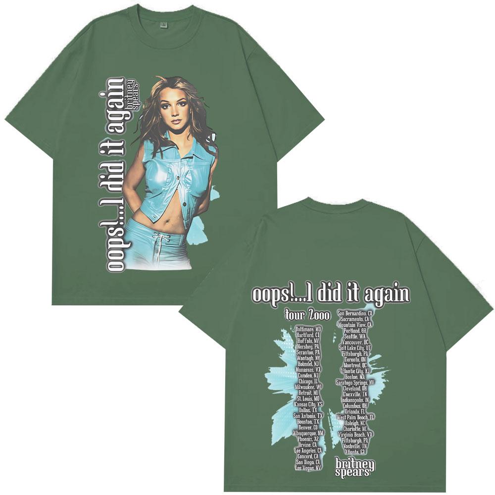 Singer Britney Spears Oops! I Did It Again Tour 2000 2025 T-shirts Man Summer Fashion Hip-hop Tshirts Casual Couples Streetwears12