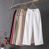 Women's High-Waisted Slim and Versatile Wide-Leg Cotton Linen Pants - Loose Fit, Large Size, Nine-Point Casual Style