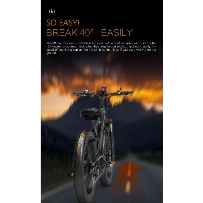 New EU UK Stock LANKELEISI MG740PLUS Electric Bicycle Dual Motor 2000W 48V 20AH Mountain Ebike For Adult 26 Inch Fat Tire Bike
