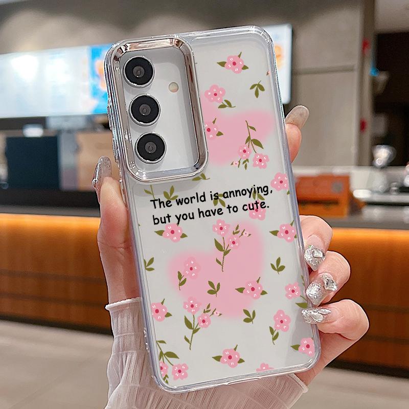 Cute Candy Love Heart Case For Samsung A57 A37 A17 A56 A36 A16 A55 A54 5G S21 FE S22 S23 S24 S25 Plus S26 Ultra Plating Lens Clear Soft Cover
