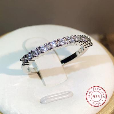 Серебряное роскошное женское однорядное кольцо с камнем циркония, модное брендовое простое кольцо на палец, серебряное кольцо, обещание, обручальные кольца для