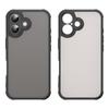 For iPhone 16 Case Drop Proof Airbags Frosted Translucent PC + TPU Phone Back Cover - Black