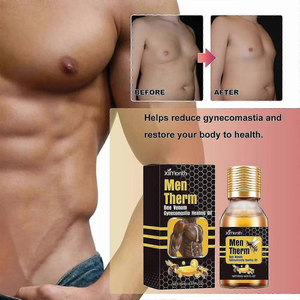Man Breast Tightening Oil, Bee Venom Enhancer Serum for Chest Fat Reduction, Gynecomastia Shaping, Strengthen Muscle & Firm Massage