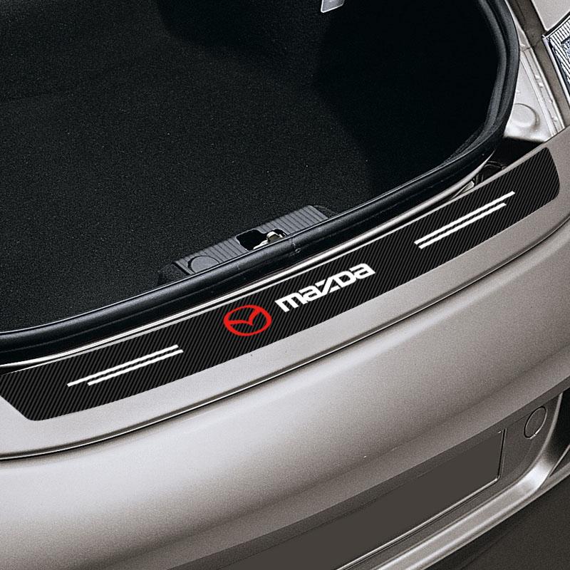 1 шт. Наклейка из углеродного волокна на задний бампер багажника автомобиля, защитная накладка для Mazda 6 3 CX5 5 2 323 CX7 Demio Atenza Axela MX30 CX30 CX3 CX9 RX8 RX7
