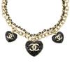 Chanel Модное ожерелье Double C Love из металла и кожи ягненка, женское, черное