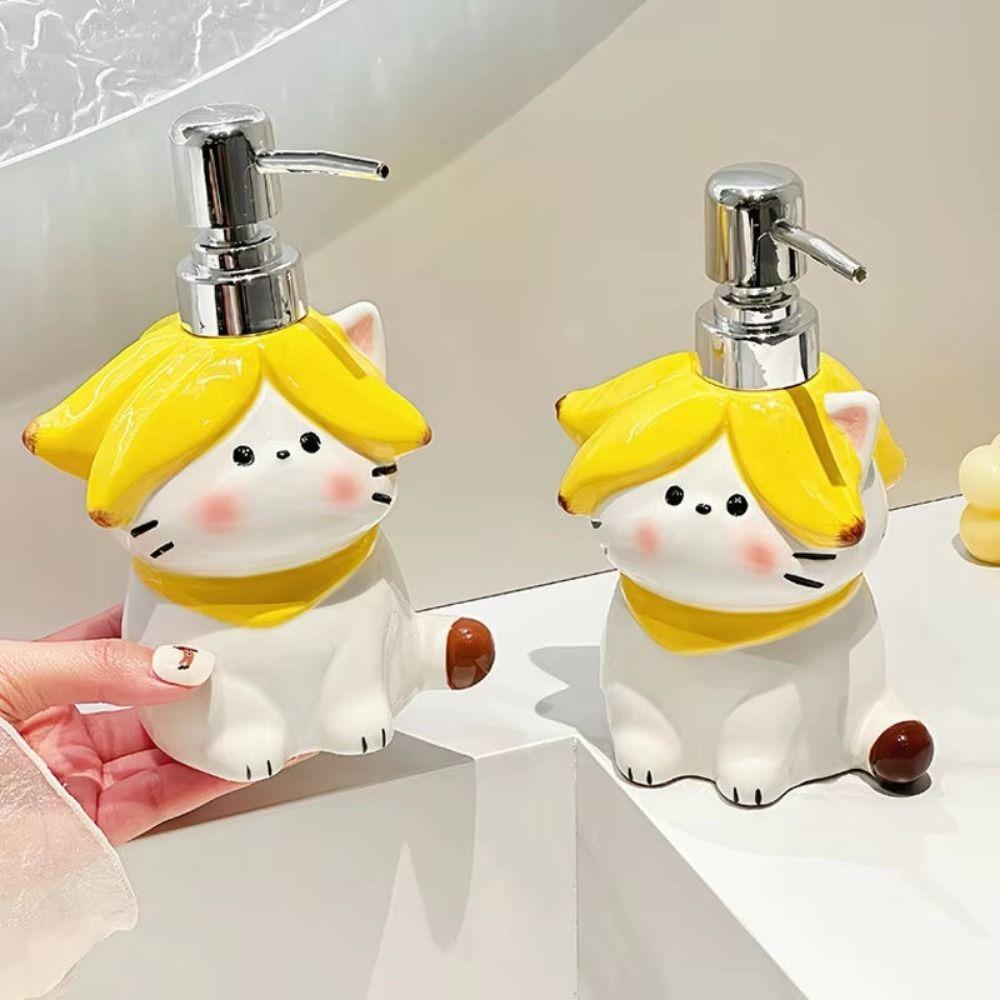 Cartoon Ceramic Soap Dispenser 370ml Cute Hand Soap Dispenser Laundry Room