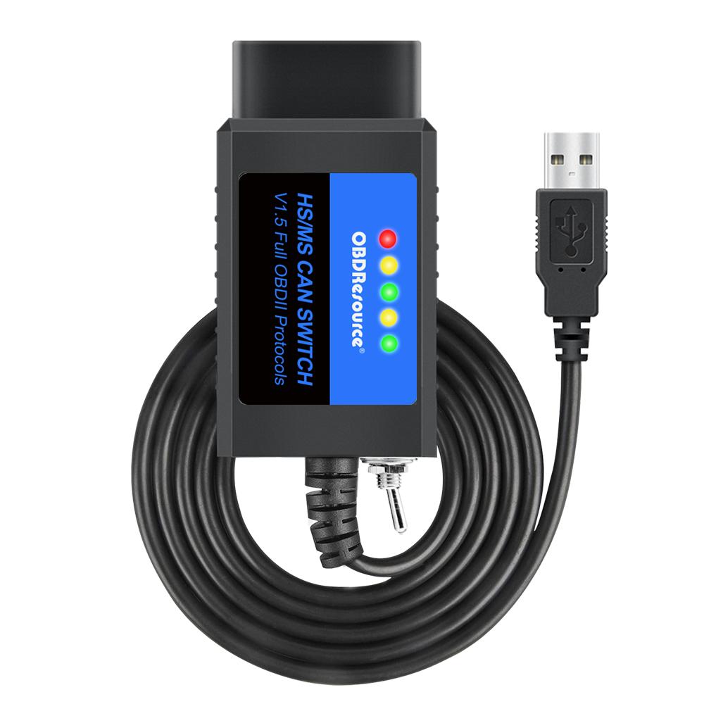 OBDResource ELM327 USB V1.5 FORScan for Ford Mazda Lincoln Mercury Coding ELMconfig FoCCCus HS MS CAN Switch F150 F250 F350 F450