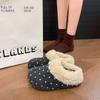 French polka dot lazy wind fluffy slippers women wear autumn and winter new velvet Birkenstocks bag head cotton slippers