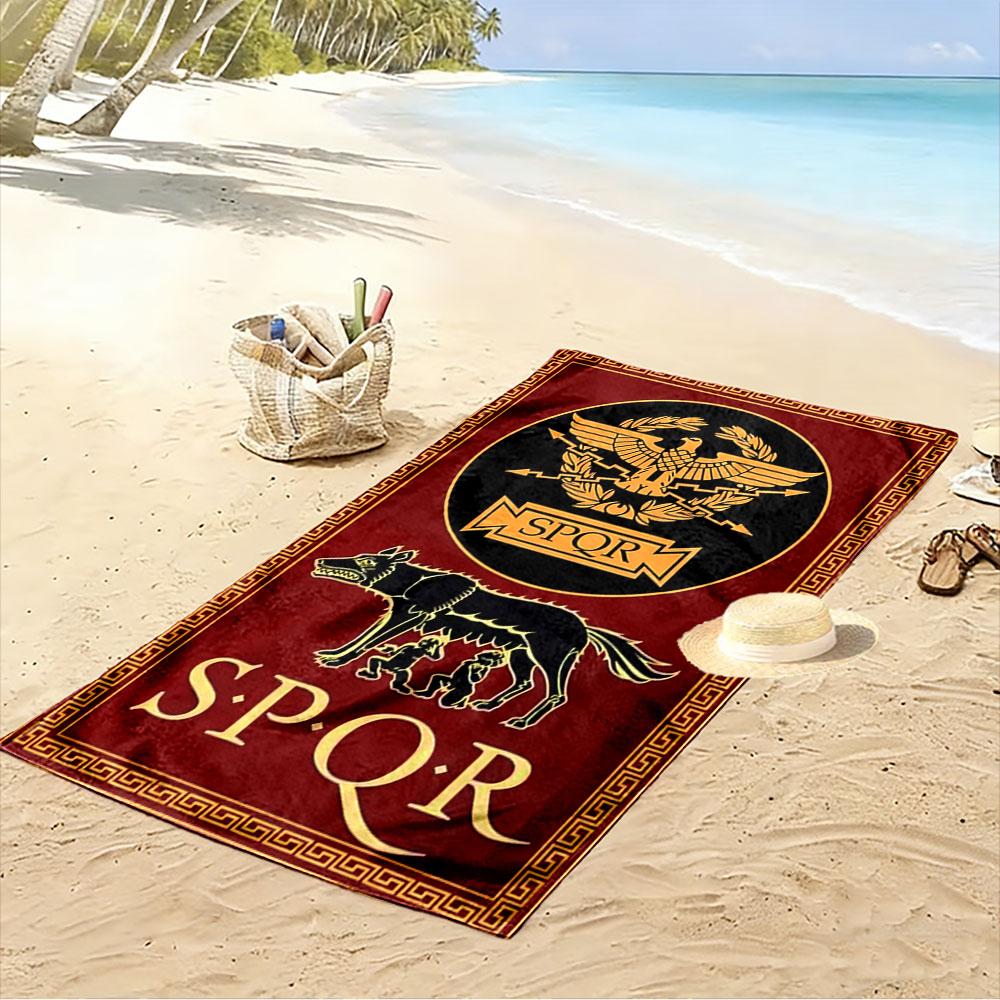 Roman SPQR Eagle and Wolf Design A must-have beach towel for beach travel