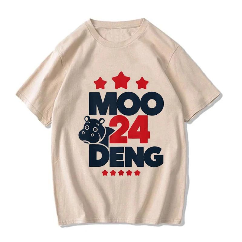 Kawaii Moo Deng Y2k T Shirt Funny Baby Hippo Tshirt Men Women Fashion Mange T-shirt Cartoon Harajuku Tee Tops Streetwear Clothes
