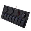 Black 8 Gang Rocker Switch Panel Toggle Switch with LED Backlight Motor Boat Modification DC12‑24V