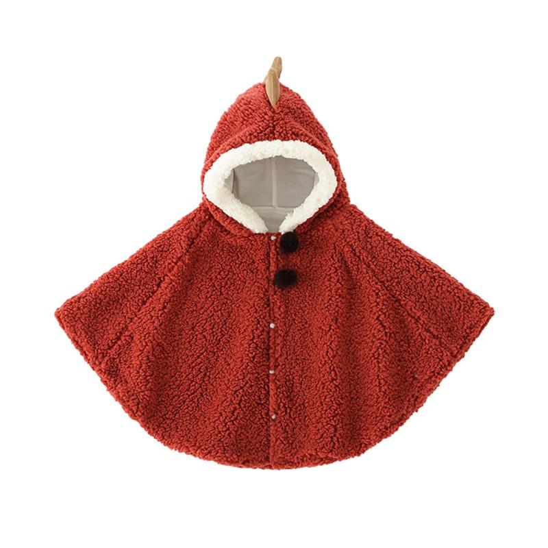 Kids Cape Baby Boys and Girls Hooded Cloak Solid Color Warm Children's Shawl Coat