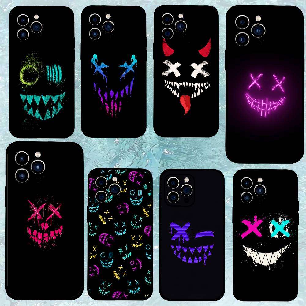Чехол для телефона D-Devils-faces-S Для IPhone 1716 15 14 13 Pro Max 11 12 Mini X Xs XR Черный Силиконовый Чехол