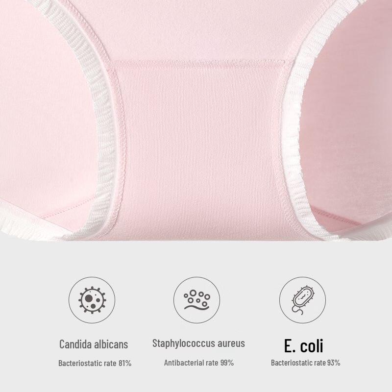 Duoduomian Women's 7A Antibacterial Breathable Mid-Waist Cotton Briefs - 5 Pack