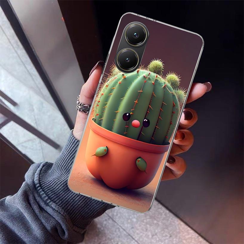 Cartoon Plant Cactus Phone Case For Xiaomi Poco X7 X6 X5 Pro F7 Ultra Redmi 15C 15 13 13C 12 12C 10 10A 10C 9 9A 9C 9T Shell Poc