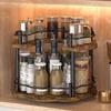 1pc Double Rotating Spice Rack - Top Shelf Height Adjustable Rotating Turntable for Cabinet, Pantry, Kitchen Spice Organiser