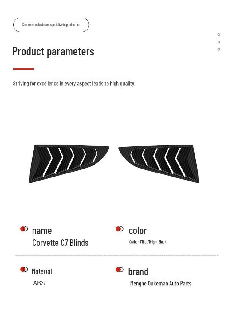 Rear Triangle Window Louvers for Chevrolet Corvette C7 (2014-2019)