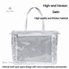 Japanese Sweet Women Ribbon Ita Bag Cute Girl Transparent Handbags Large Capacity Tote Bag Aesthetic Shoulder Bag