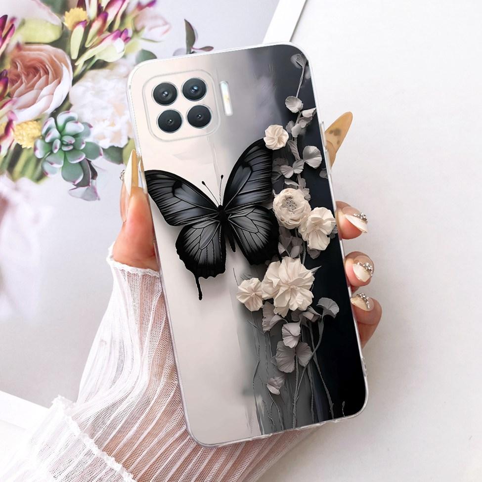 Clear For Oppo F17 Pro Case CPH2119 Cute Cat Fashion Butterfly Funny Painted Bumper Cover For Oppo F17 Pro Casing