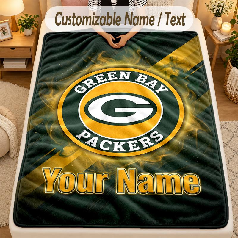 Фланелевое одеяло Green Bay Packers с индивидуальным текстом имени Персонализированное Мягкое Теплое Плед Декор для дома Подарок