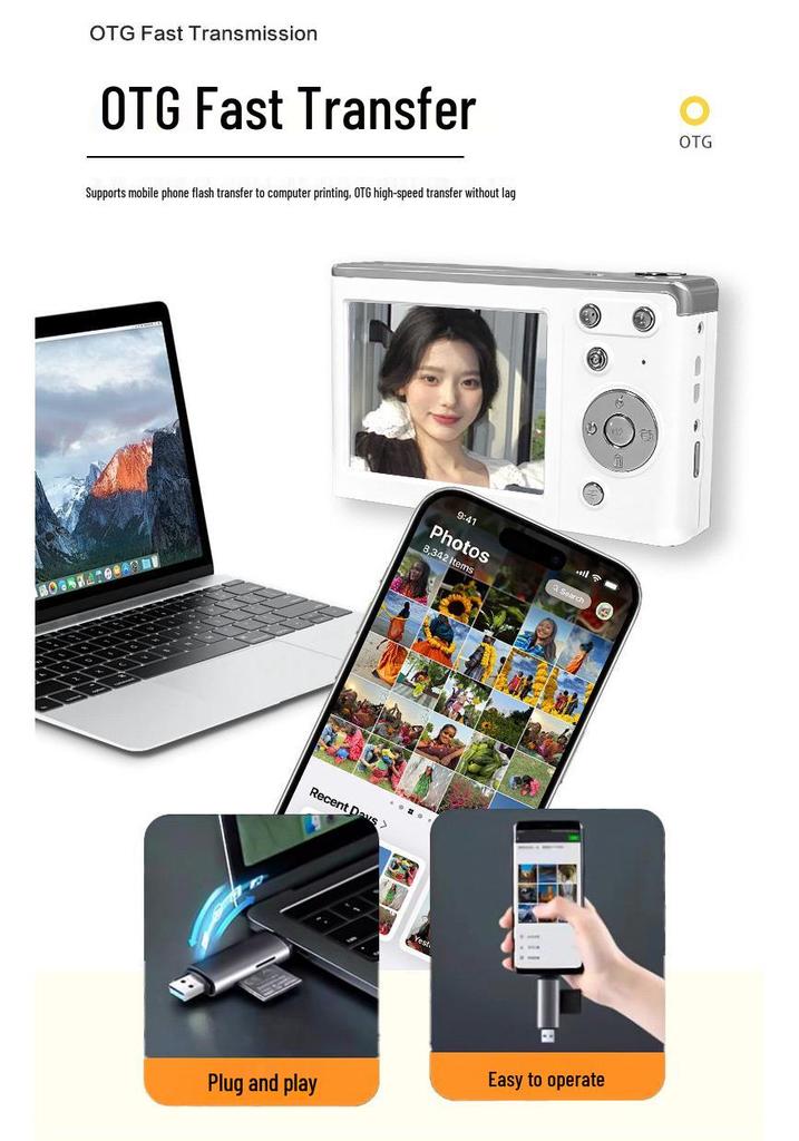 Retro 4K HD Digital Camera for Students - Portable Entry-Level Travel Cam