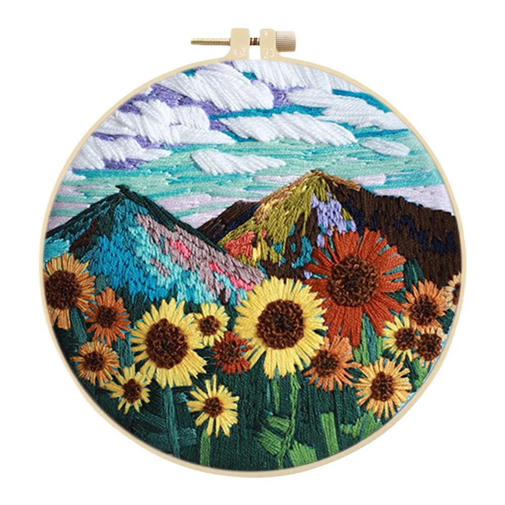 Наборы для вышивания крестом на Хэллоуин с пяльцами, цветной нитью и тканью для начинающих, DIY художественное украшение, наборы для вышивания крестом