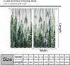 Green Forest Curtains Green Watercolor Forest Tree Silhouette Nature Landscape Printed Living Room Bedroom Window Drapes 42x63in