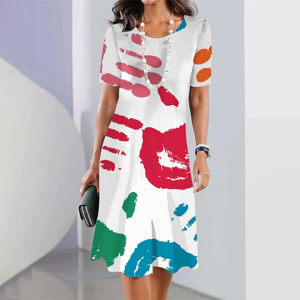 Летнее женское длинное платье с круглым вырезом, длинное платье для женщин, повседневное платье для отдыха на пляже с коротким рукавом, элегантное свободное платье