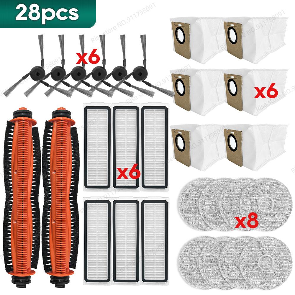 Compatible for ( Mijia Robot Vacuum Mop 5 Pro ) Accessories Main Brush Filter Dust Bag Mop Cloth Replacement Parts Kit