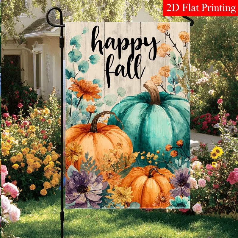 Thanksgiving Pumpkin Happy Autumn Garden Flag_1-28X40 Inch Outdoor Garden Flag Double-Sided Home Decoration Courtyard Decoration Outdoor Decoration La
